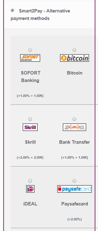 1 Payment method selection