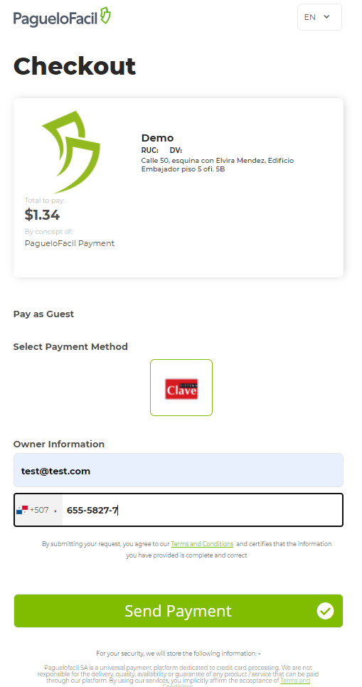 1 Select payment option